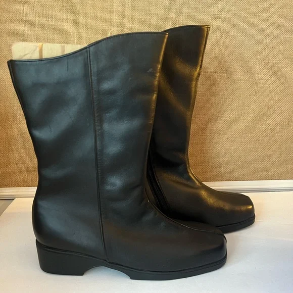 PEERAGE Simone Wide Width Leather Black Boot Size 7.5 Wide Width - Picture 2 of 13